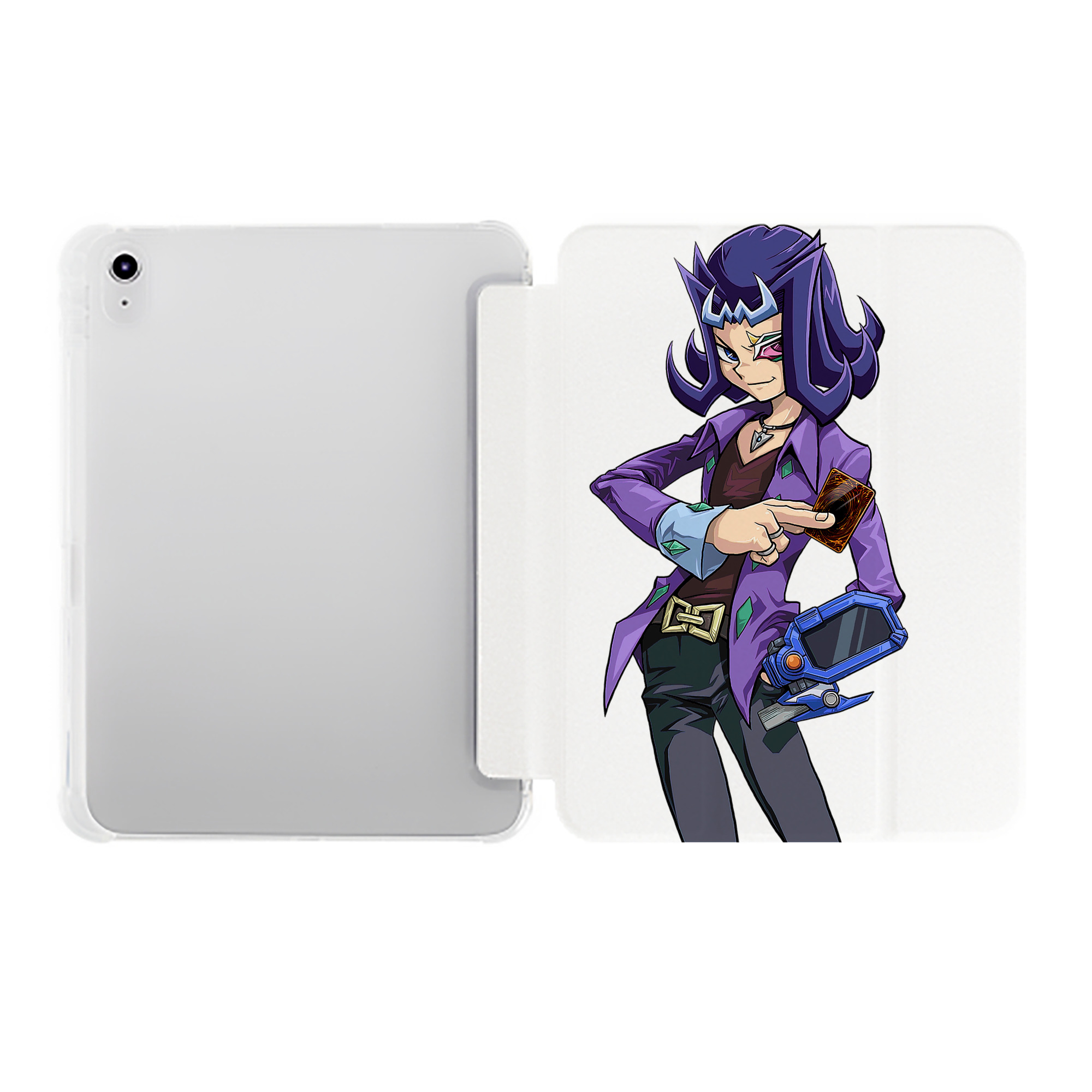（画像用） 遊☆戯☆王 Yu-Gi-Oh! IPad ケース ペン収納付き 三つ折りスタンド PUレザー×シリコン 対応機種9.5/10.5/10.9インチ